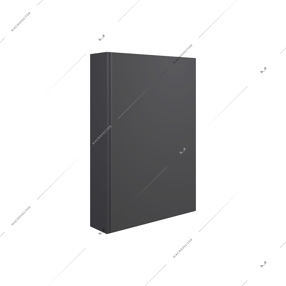 Black books mockup composition with realistic image of single book on blank background vector illustration