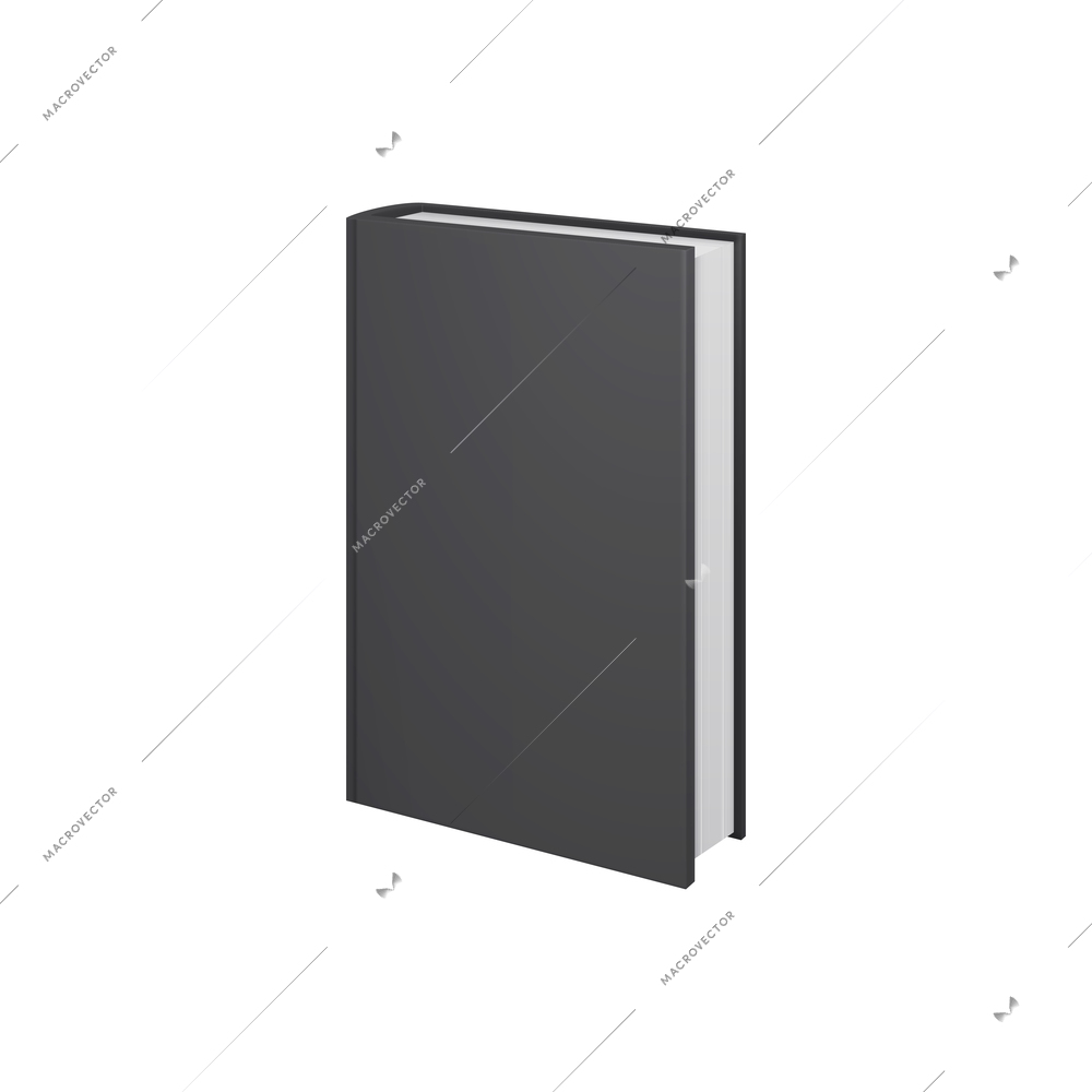 Black books mockup composition with realistic view of isolated book with grey cover vector illustration