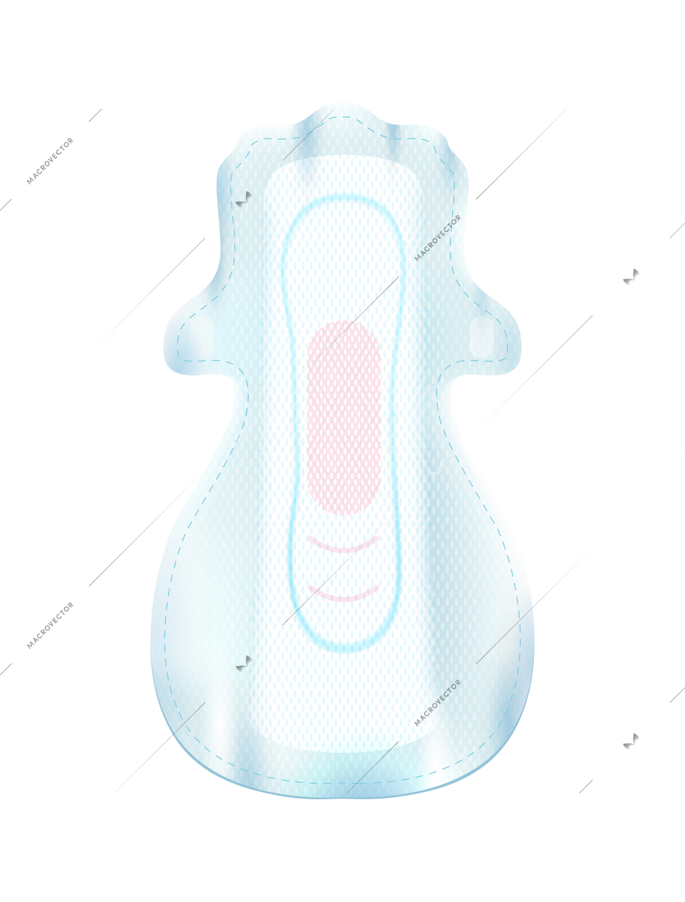 Realistic feminine hygiene composition with image of female pantyliner with wings vector illustration