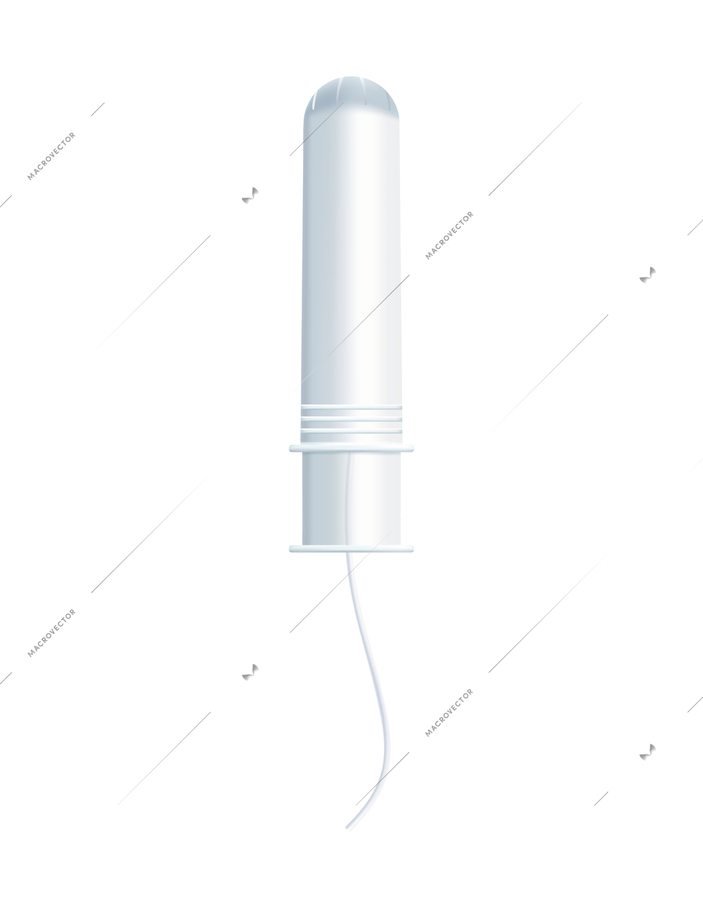 Realistic feminine hygiene composition with single tampon vaginal pack isolated on blank background vector illustration