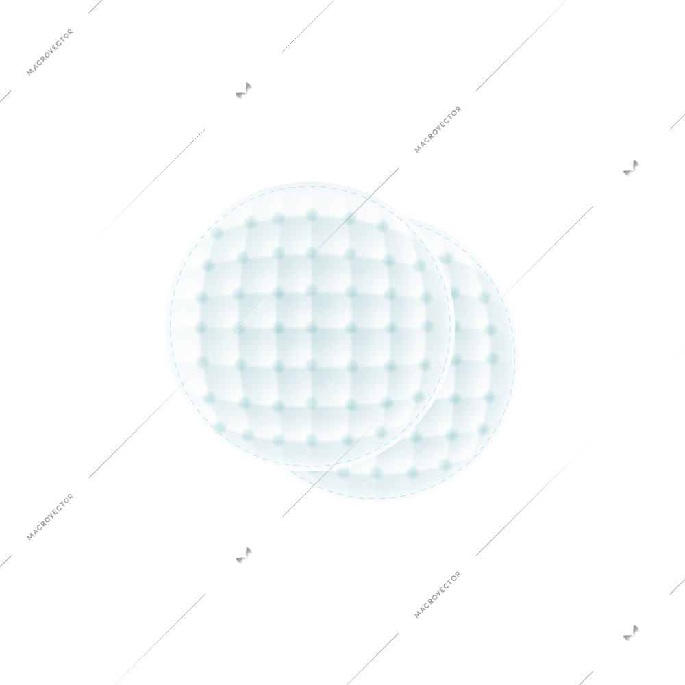 Realistic feminine hygiene composition with view of two circle shaped sponges on blank background vector illustration