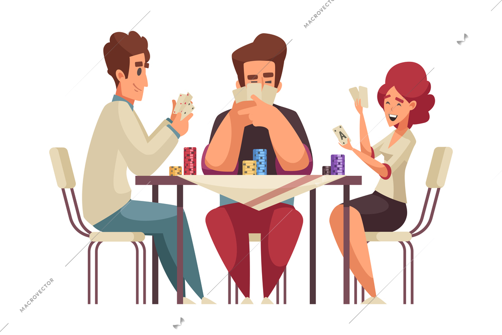 People board games composition with doodle adult characters playing cards sitting at table vector illustration