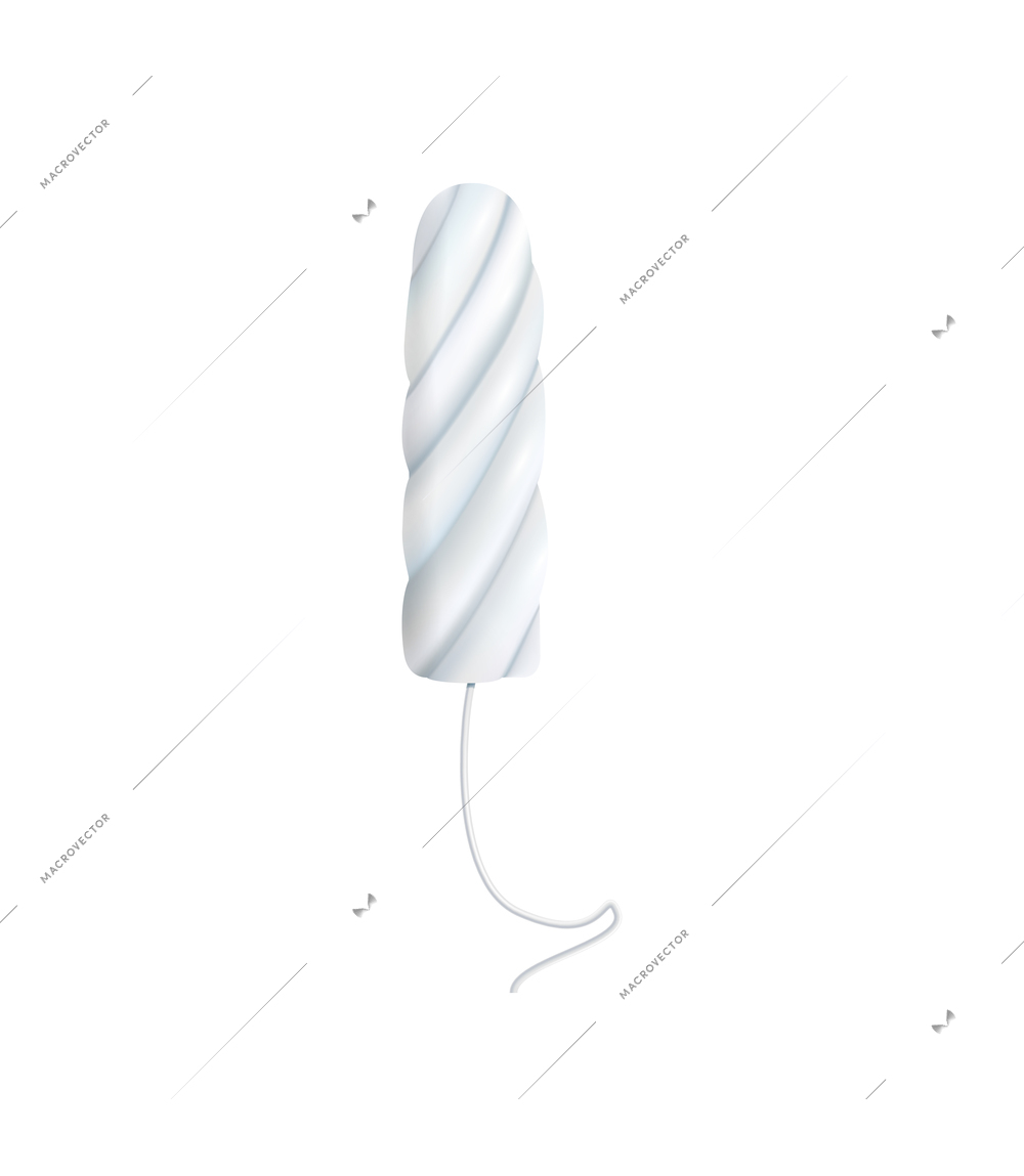 Realistic feminine hygiene composition with isolated image of tampon with curvy structure vector illustration