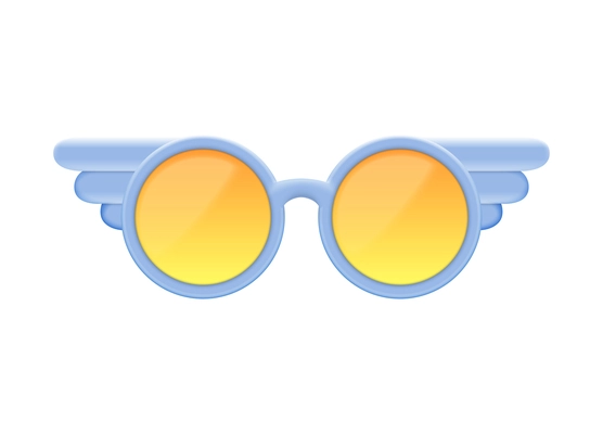 Stylish blue and yellow realistic sunglasses of round shape vector illustration