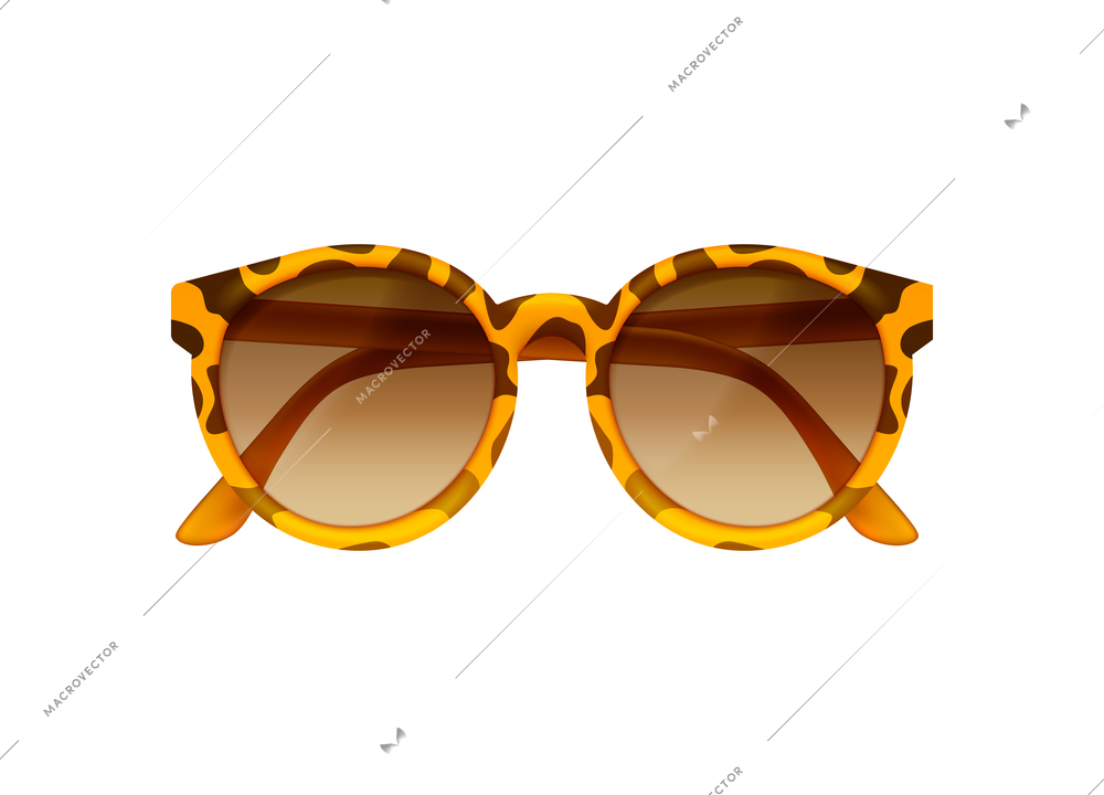 Trendy sunglasses with leopard print on white background realistic vector illustration