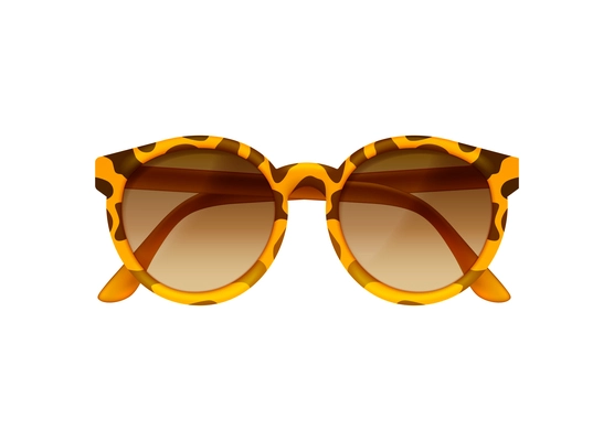 Trendy sunglasses with leopard print on white background realistic vector illustration