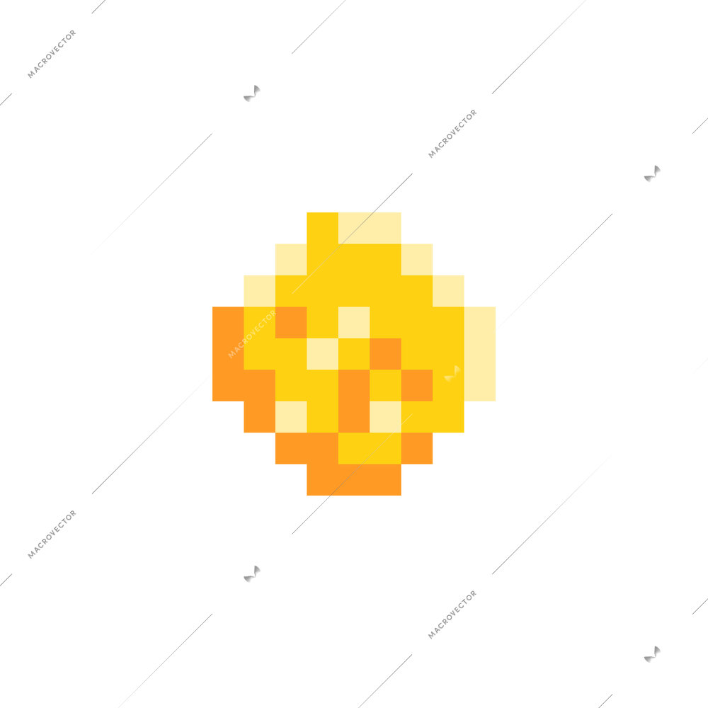 Yellow flat 8 bit pixel arcade computer game icon vector illustration