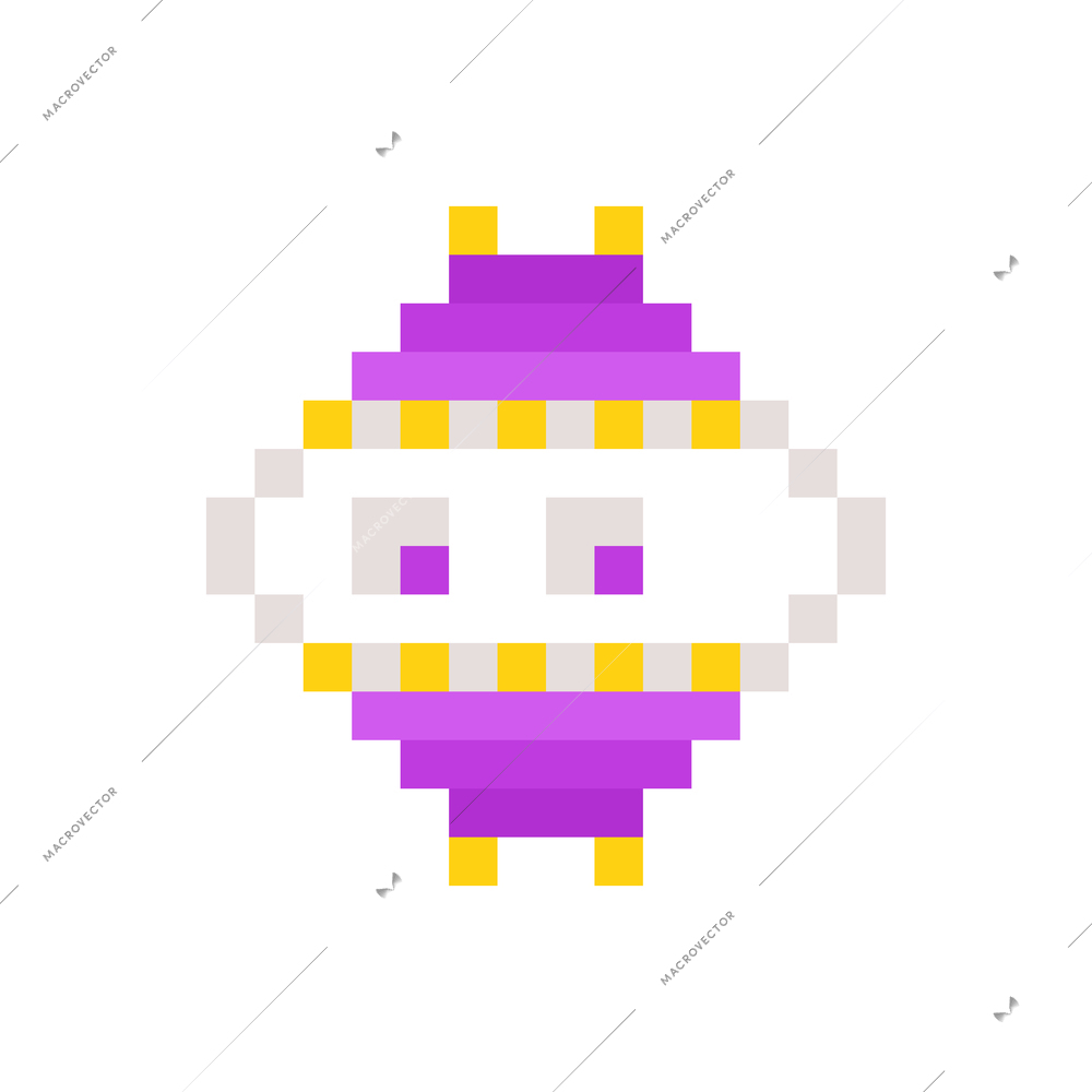 Retro 8 bit pixel computer game icon flat vector illustration