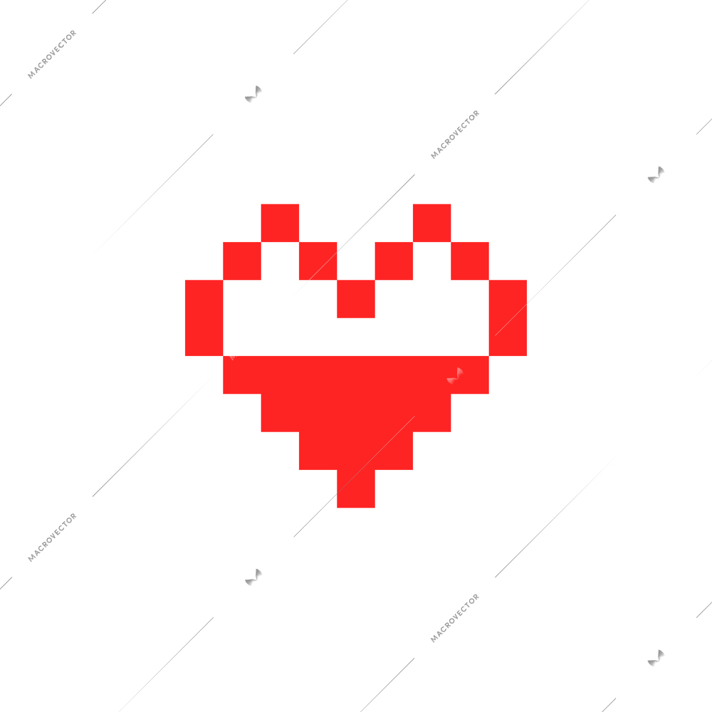 Heart pixel icon from old computer game flat vector illustration