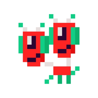 Pixel aliens from retro arcade game flat vector illustration