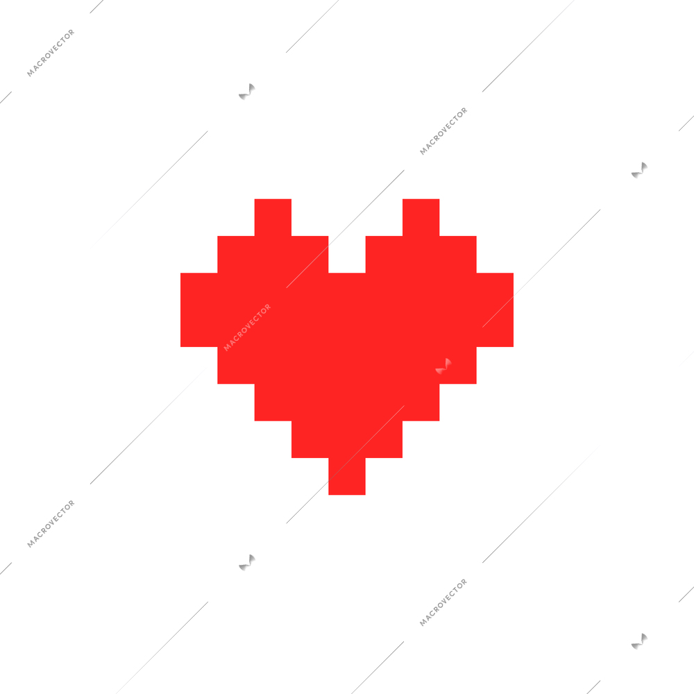 Old pixel game arcade icon in shape of red heart flat vector illustration