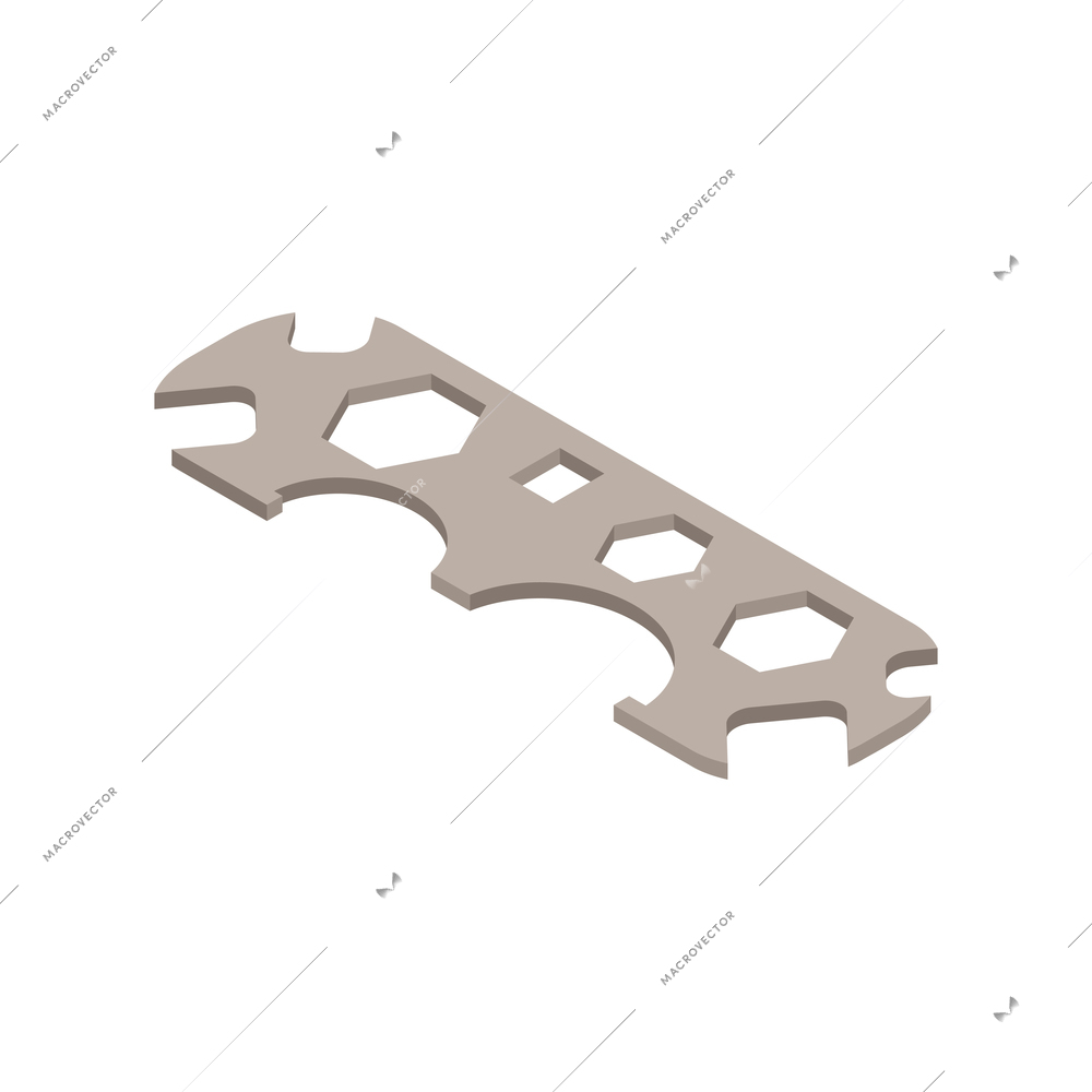 Multi purpose key for repairing bicycles 3d isometric vector illustration