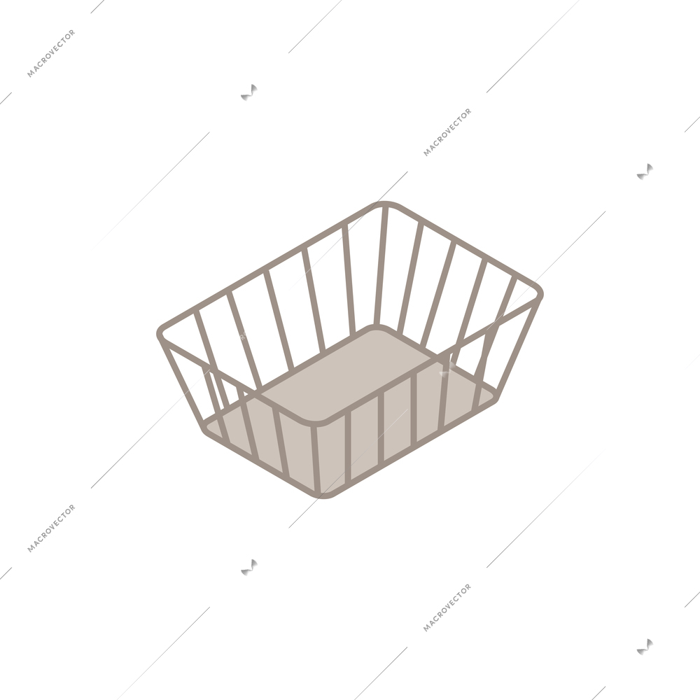 Bike accessory icon with grey 3d basket isometric vector illustration