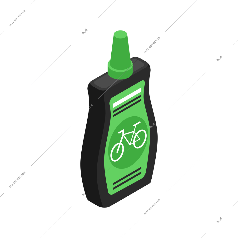 Isometric icon with bottle of bicycle oil on white background vector illustration