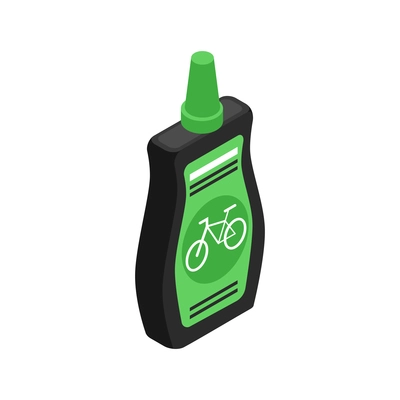 Isometric icon with bottle of bicycle oil on white background vector illustration