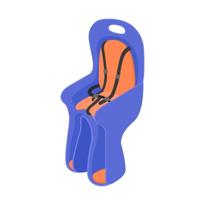 Colorful childish bike seat isometric icon 3d vector illustration