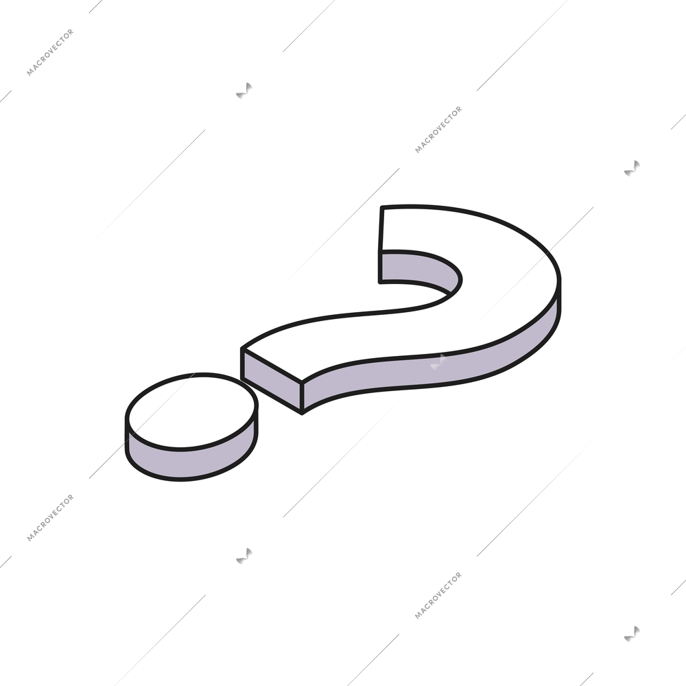 Isometric lying question mark on white background 3d vector illustration