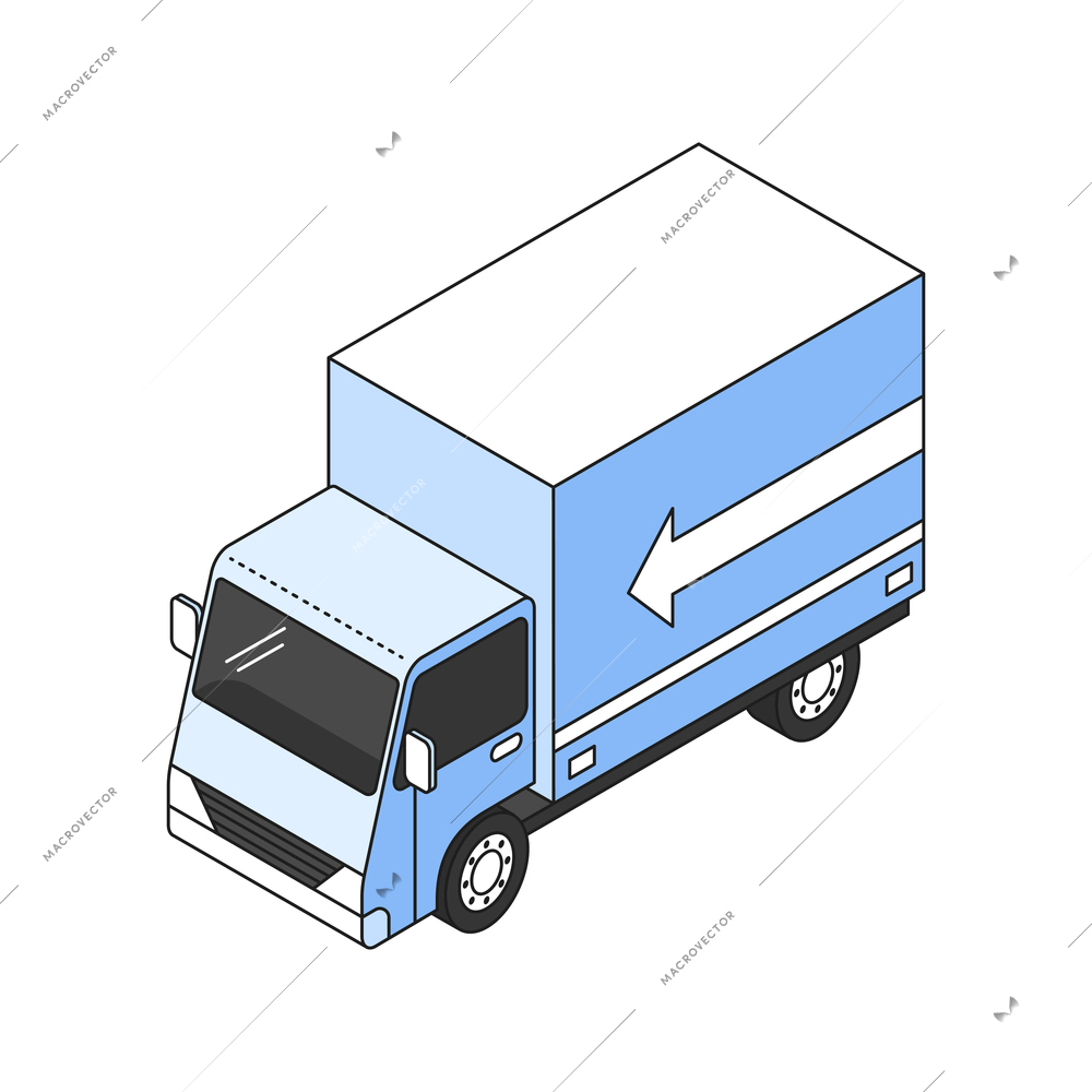 Isometric cargo truck on white background 3d vector illustration