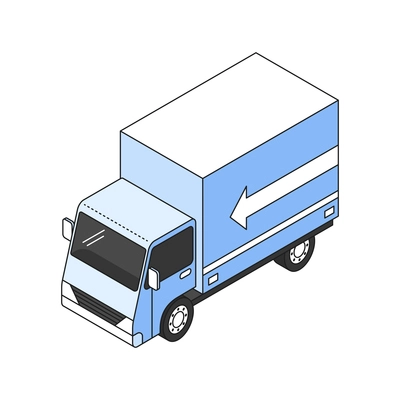 Isometric cargo truck on white background 3d vector illustration