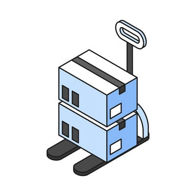 Two sealed parcel boxes on forklift 3d isometric vector illustration