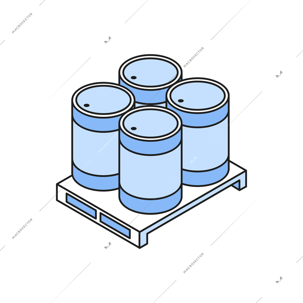 Isometric 3d icon with four containers on pallet vector illustration