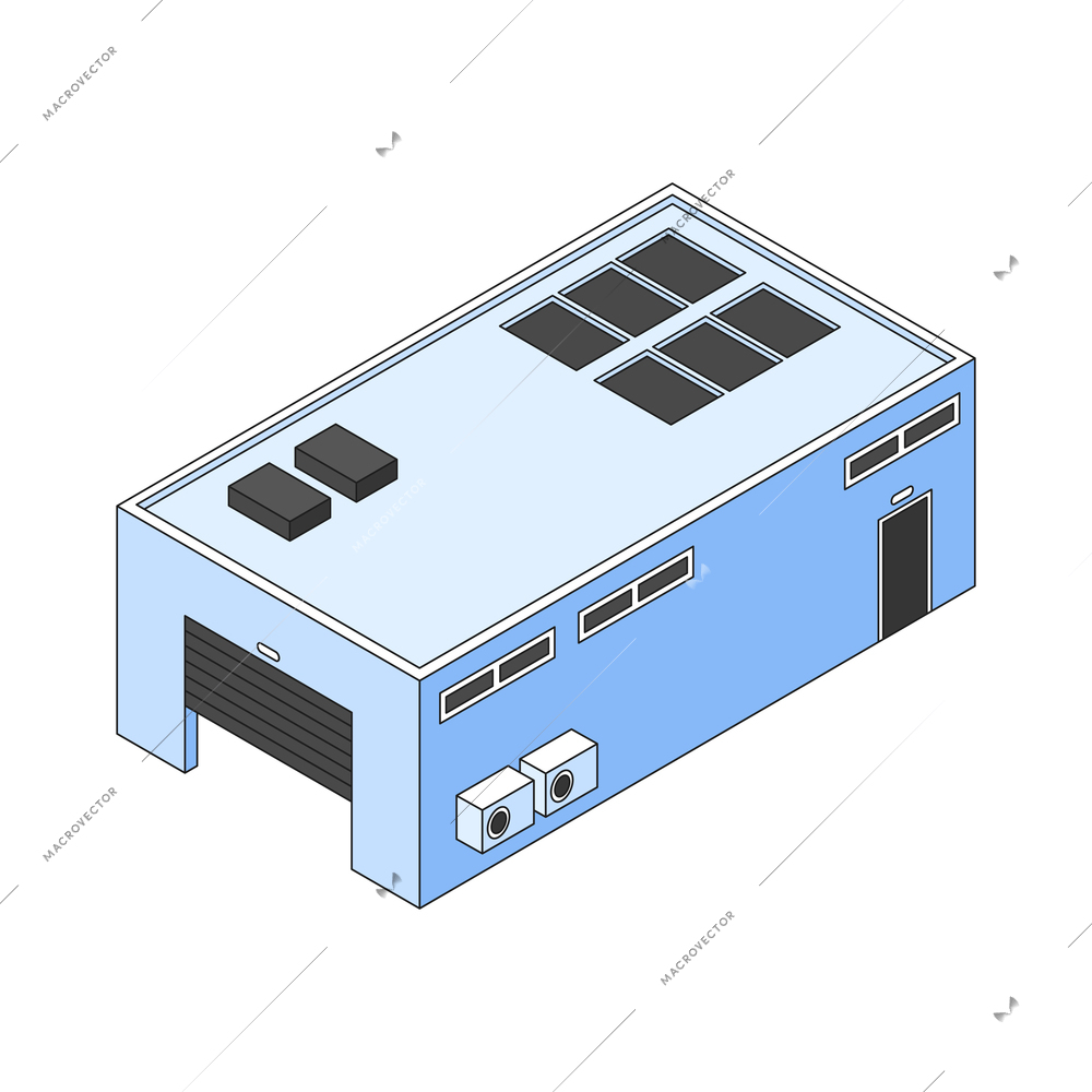 Isometric warehouse building icon on white background 3d vector illustration
