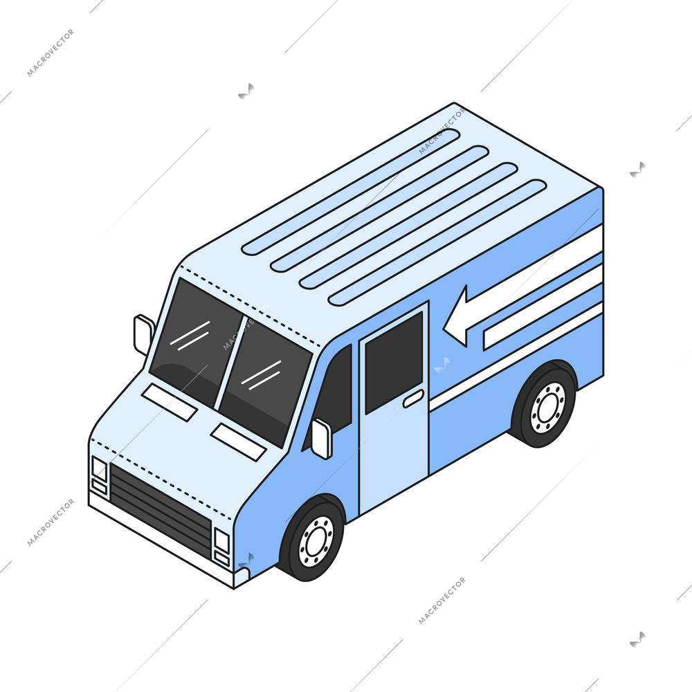 Isometric icon with van for delivering goods on white background 3d vector illustration