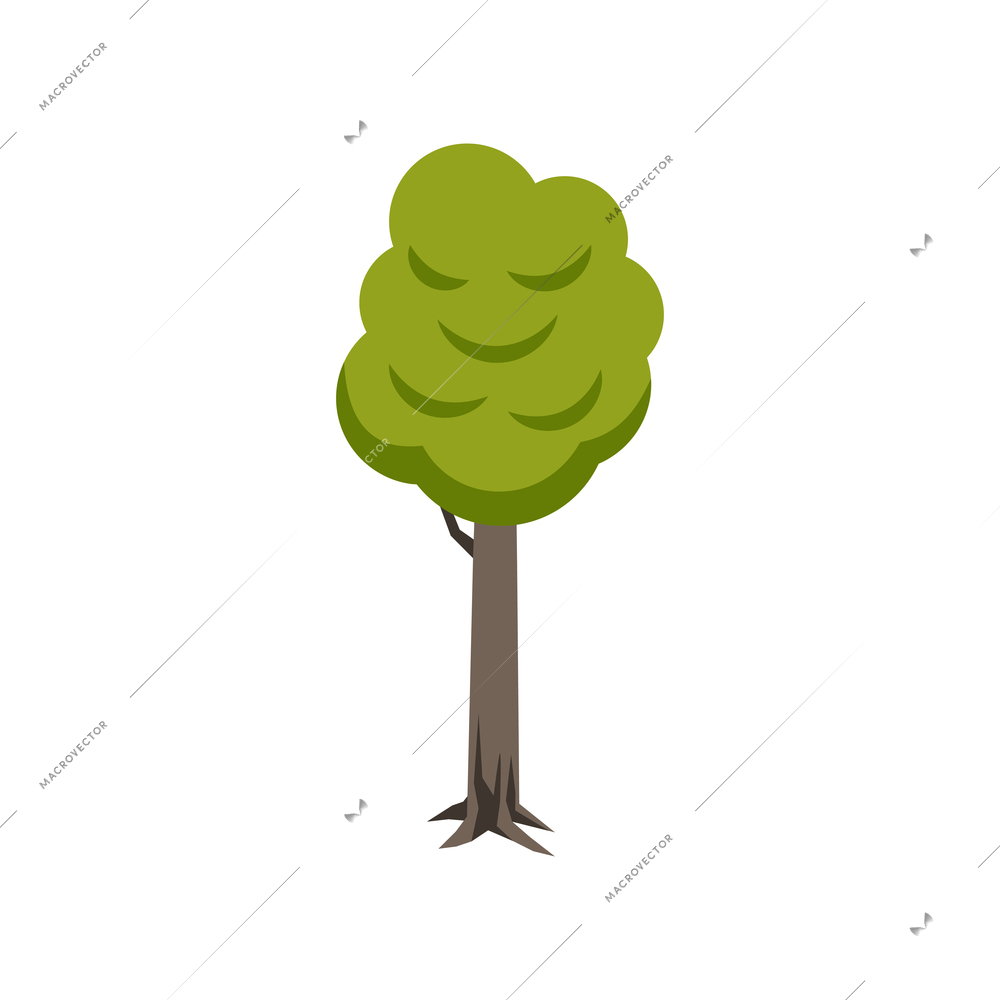 Flat design icon with tree with green leaves on white background vector illustration