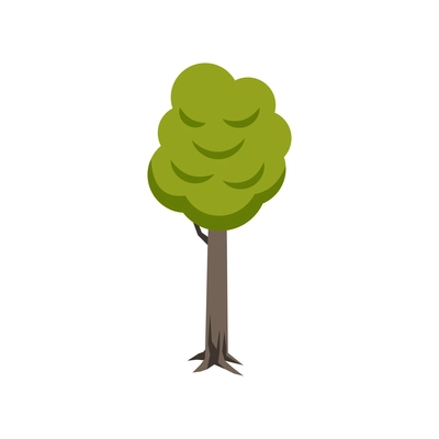 Flat design icon with tree with green leaves on white background vector illustration