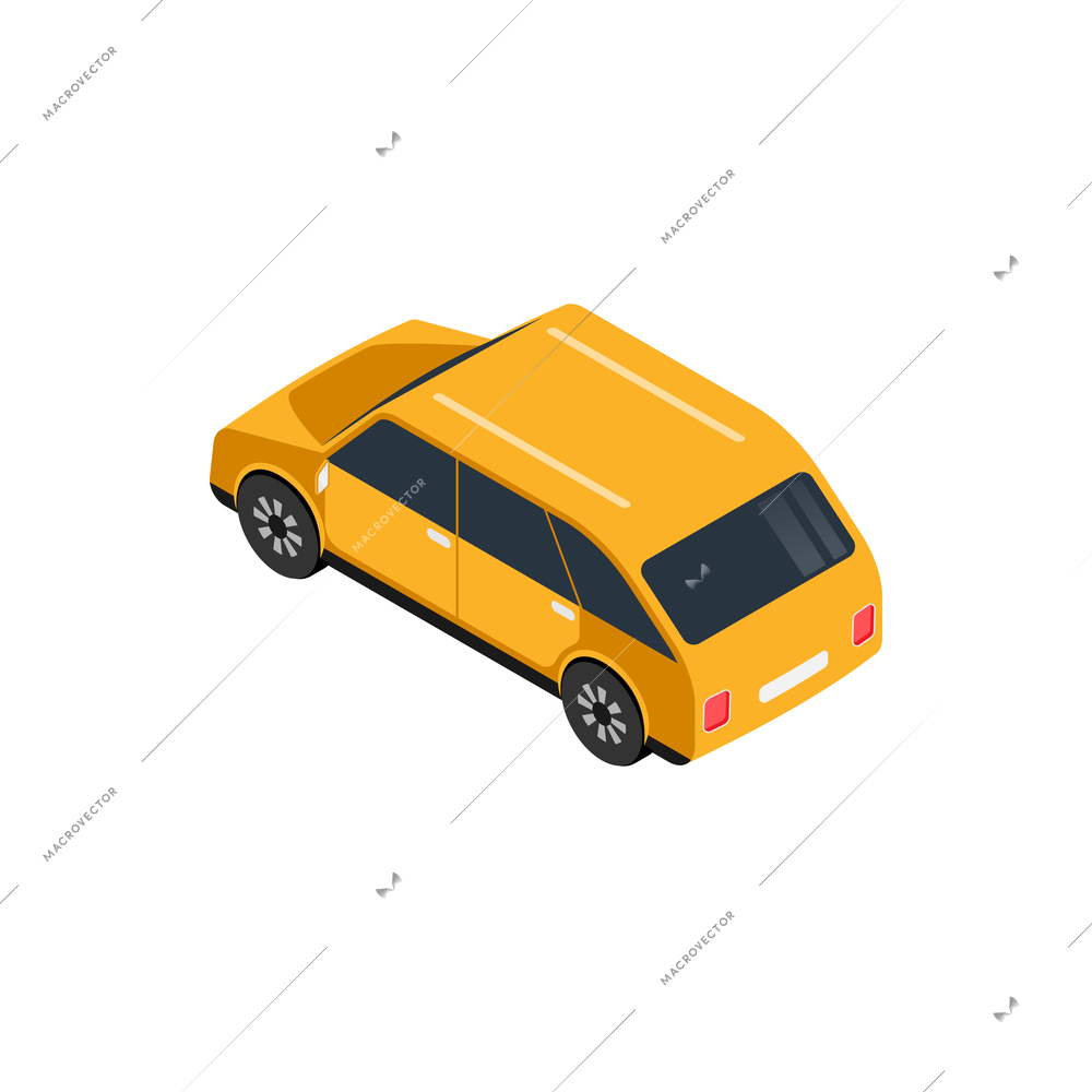 Single isometric car in yellow color icon 3d vector illustration