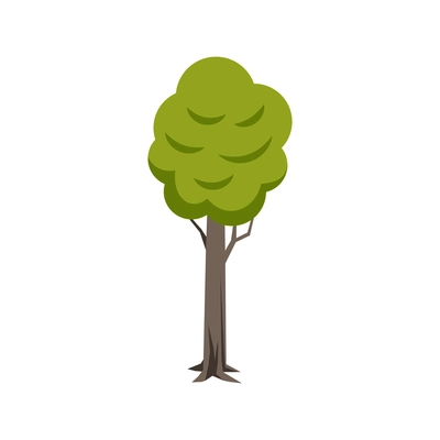 Single tree with green foliage icon flat vector illustration