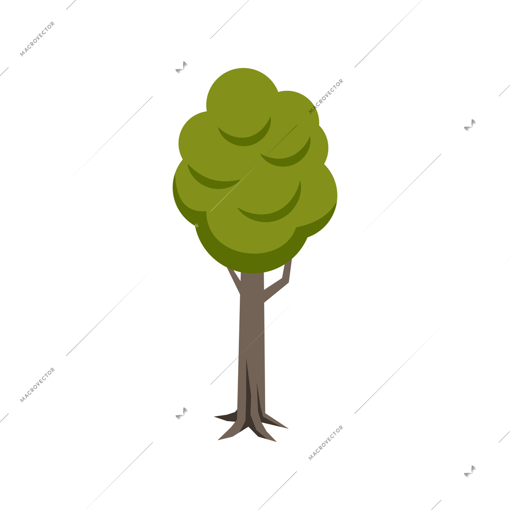 Green foliage tree flat icon on white background vector illustration