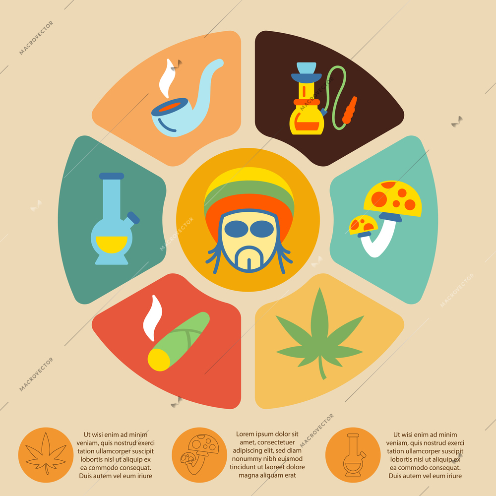 Poison smoke death drugs infographic set with pie chart vector illustration