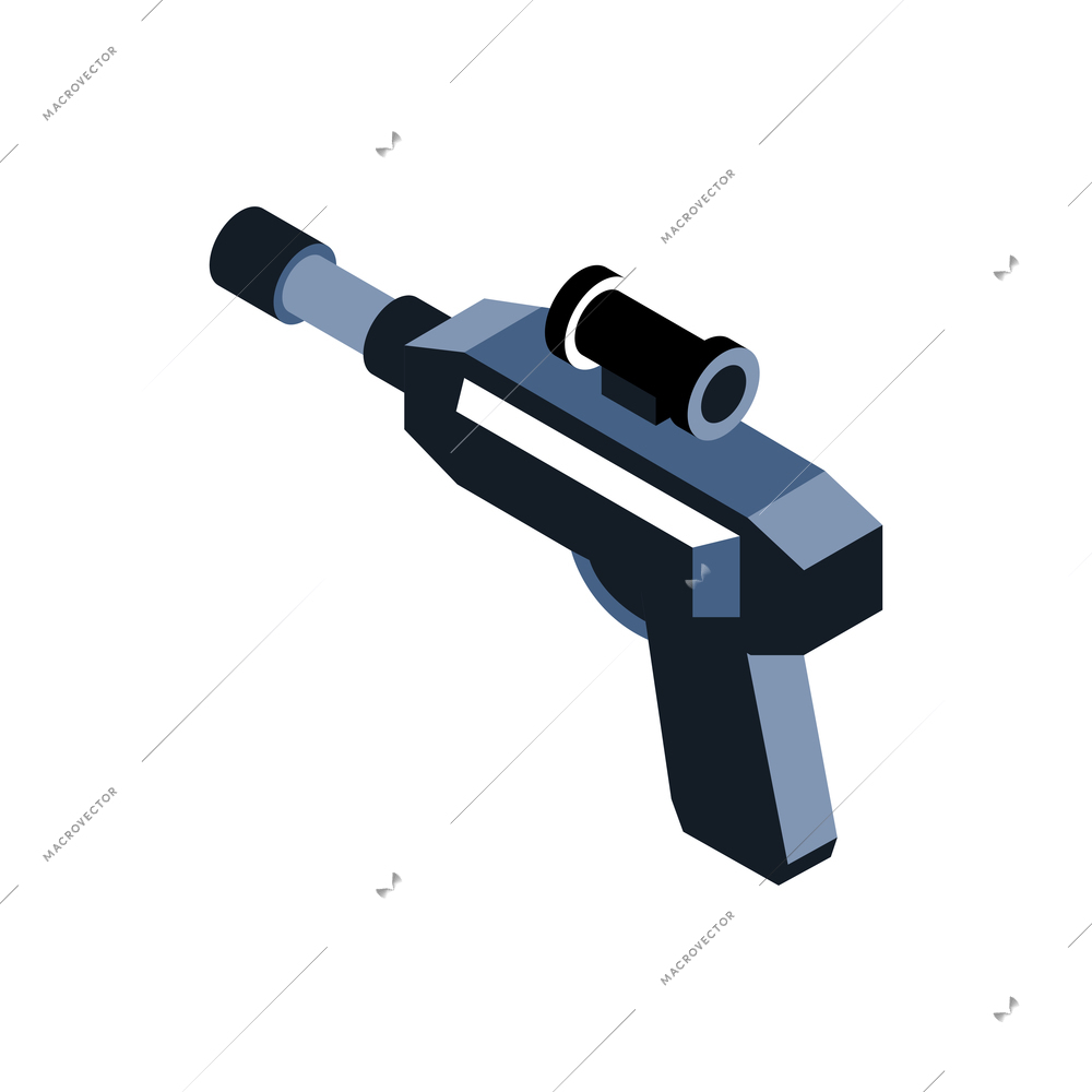 Augmented reality gun for shooter game 3d isometric vector illustration
