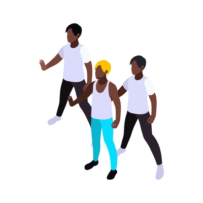 Young pop singers dancing on stage 3d isometric vector illustration