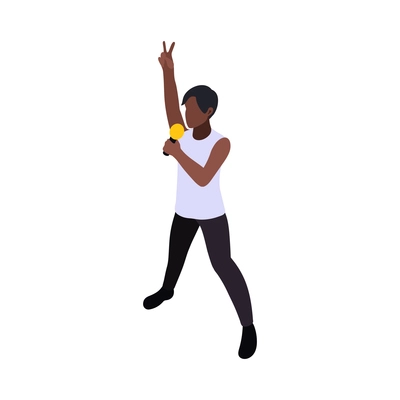 Dancing and singing pop musician 3d isometric vector illustration