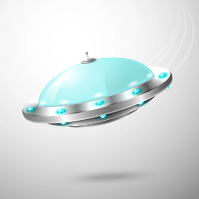 Flying ufo emblem or print vector illustration