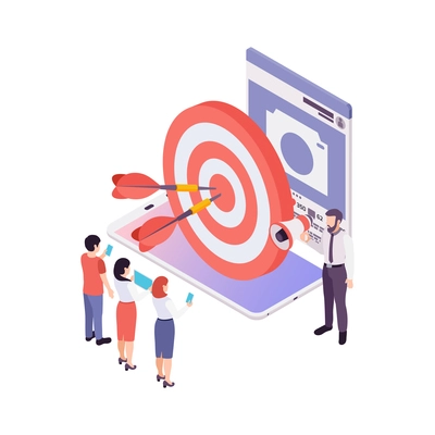 Blogging and target audience isometric concept 3d vector illustration