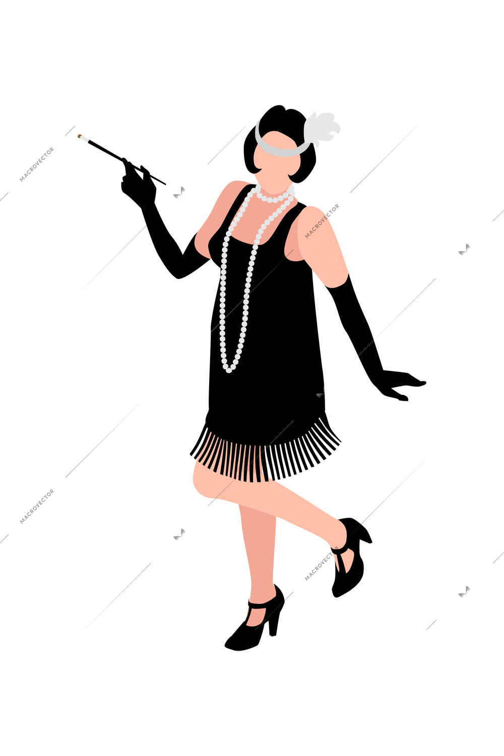 Woman wearing elegant masquerade costume 3d isometric vector illustration