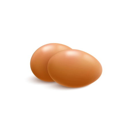 Two brown chicken eggs on white background realistic vector illustration