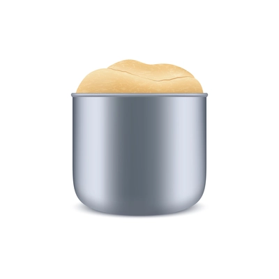 Bread pan with fresh dough realistic vector illustration