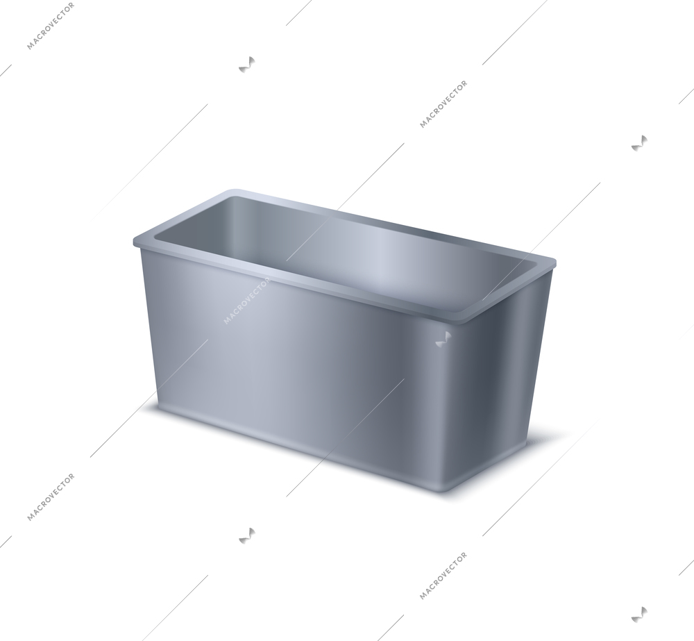 Realistic empty rectangular baking dish for bread vector illustration