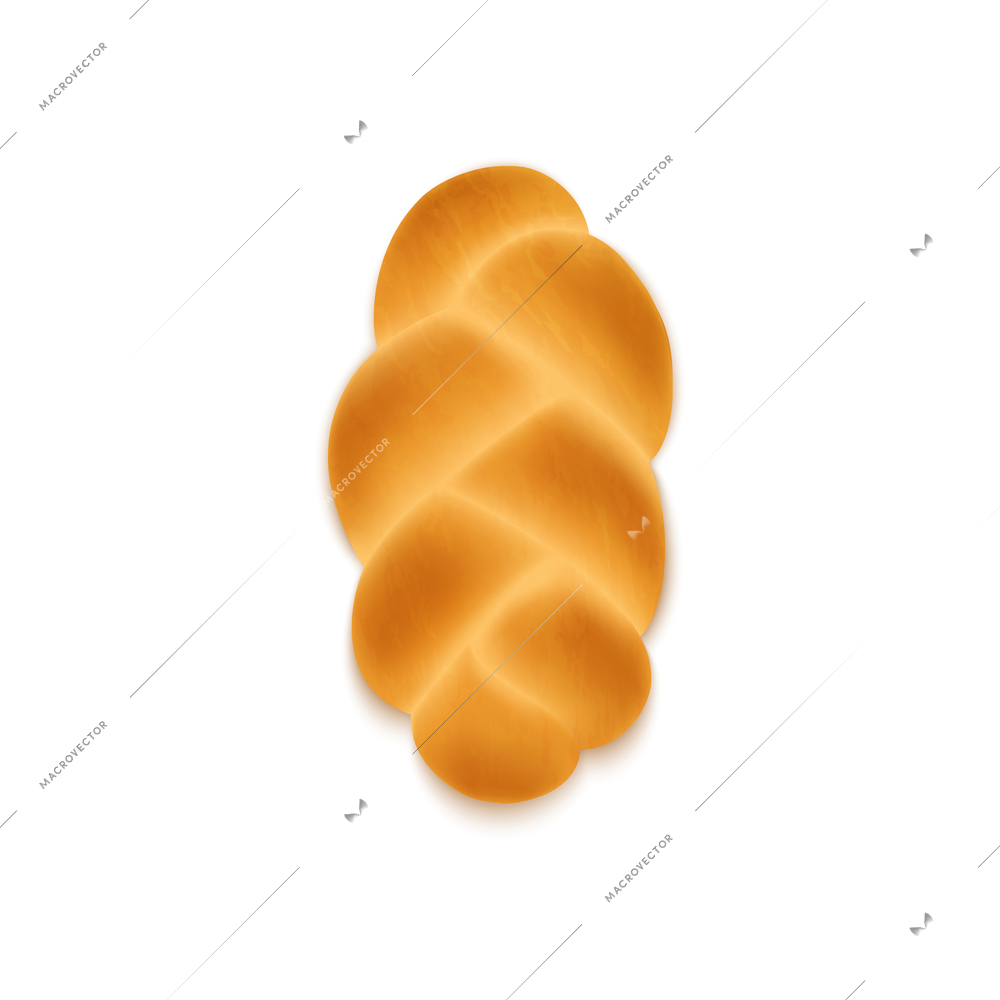 Realistic icon with baked plaited bread vector illustration