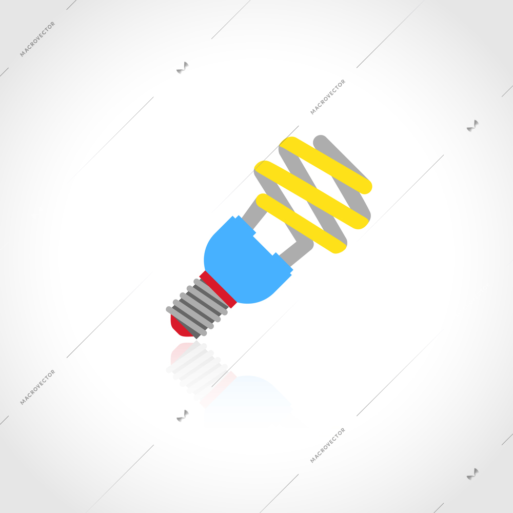 Energy saving lightbulb flat icon isolated on white background vector illustration