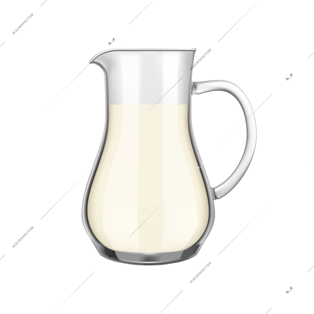 Realistic glass jug with milk icon vector illustration