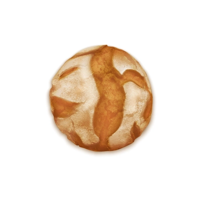 Round loaf of bread on white background realistic vector illustration