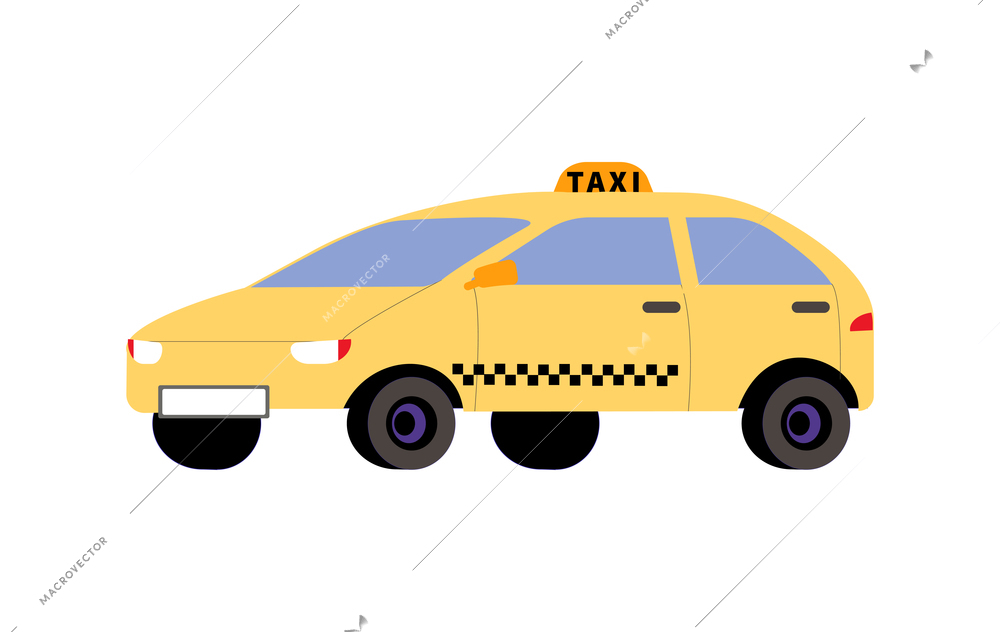 Flat design taxi passenger hatchback car icon on white background vector illustration