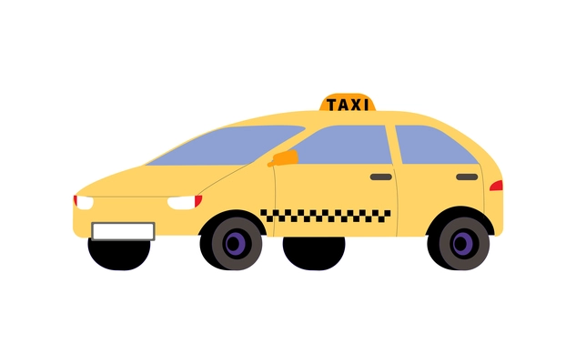 Flat design taxi passenger hatchback car icon on white background vector illustration