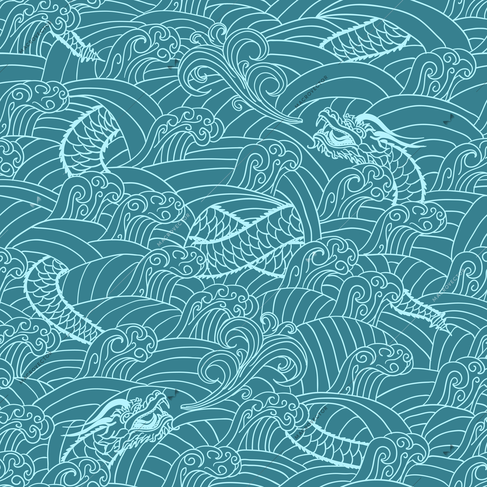 Asian pattern with dragon background vector illustration