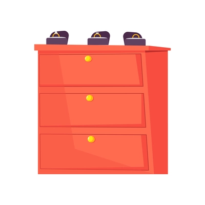 Three boxes with golden rings on cupboard flat vector illustration